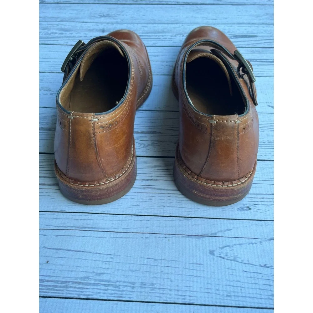 Johnston & Murphy J&M 1850 Mens Tan Leather Single Monk Strap Shoes 9 Luxury